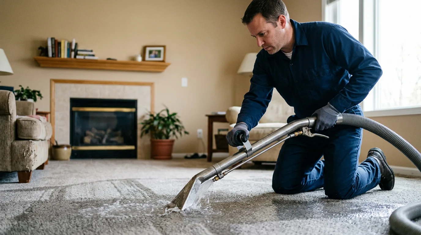 Water damage restoration technician working near Bluejacket, OK